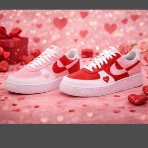 Hand Painted Valentine’s Nike Air Force 1 | Custom Pink Red AF1 | One of a Kind